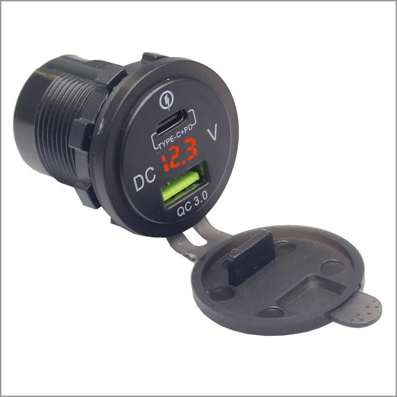 Bluejw Dual USB Car Charger Adapter with Cigarette Lighter Socket & LED Voltmeter - Automobile Chargers for Fast Mobile Phone Smart Charging - Image 1